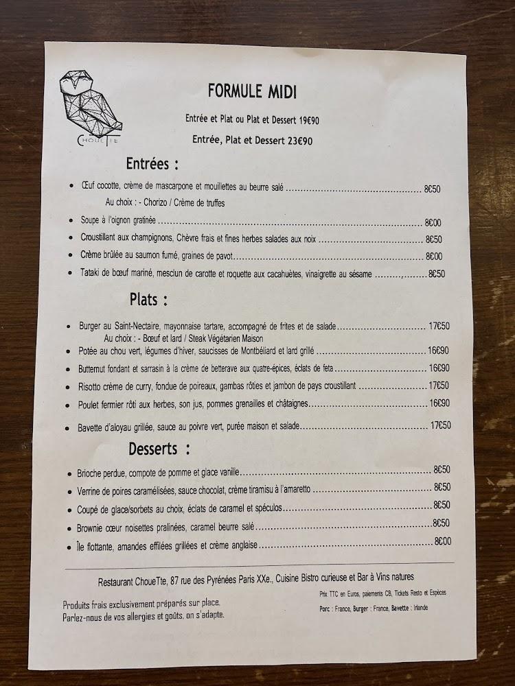 ChoueTte - Menu Image 1